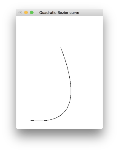 2 次バーンスタイン基底関数によるベジェ曲線の描画
